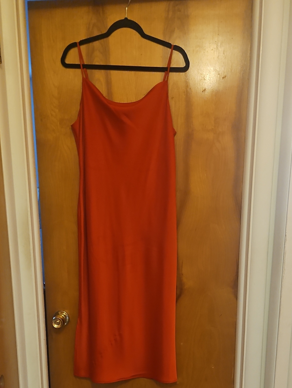 Bar III Satin Slip Midi Dress in Red